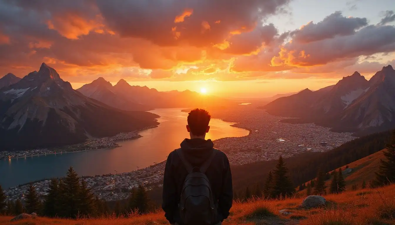 A panoramic view showcasing America's diverse landscapes and vibrant cities. A panoramic view showcasing America's diverse landscapes and vibrant cities.