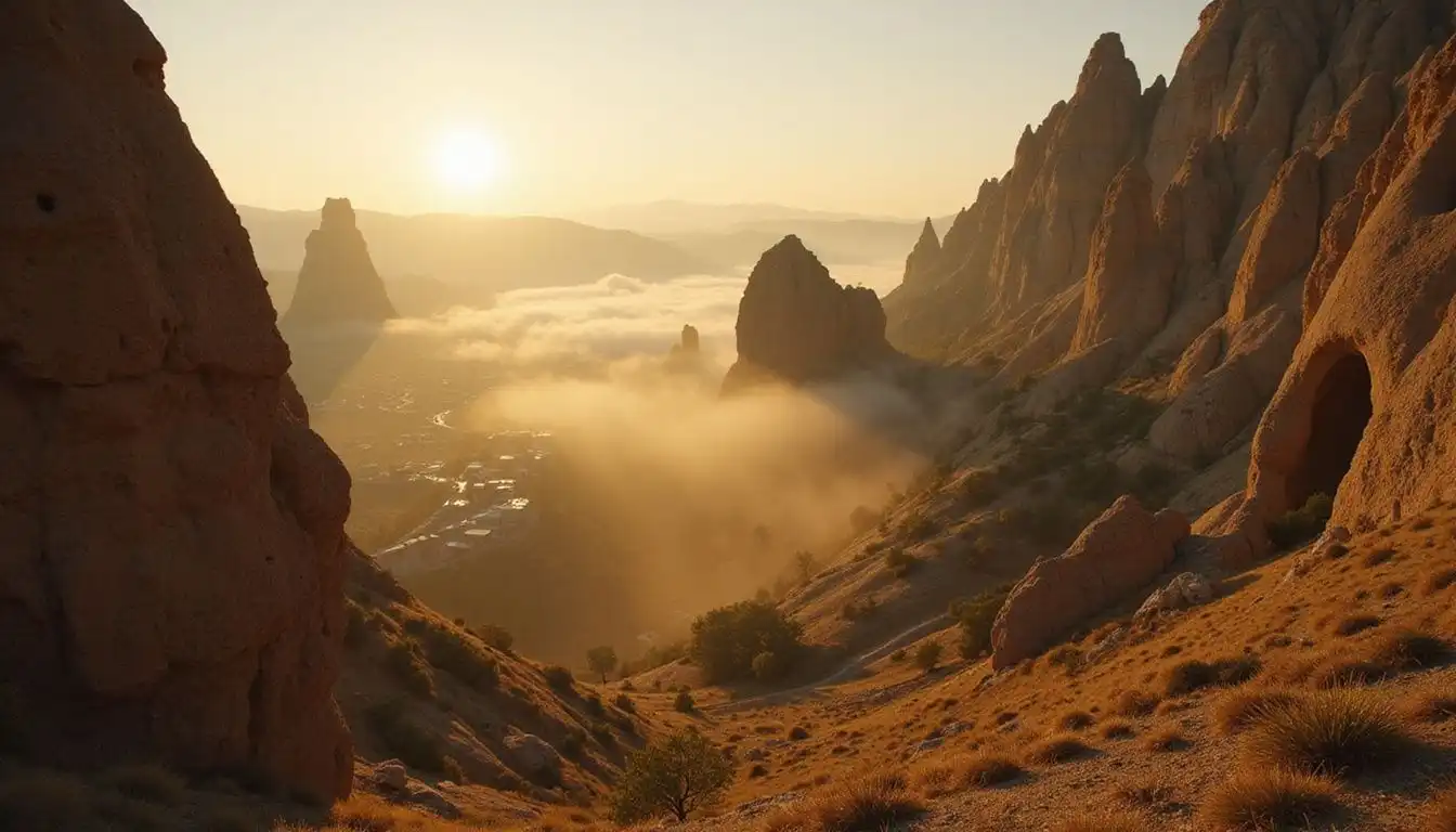 Cappadocia's majestic landscape features ancient caves and dramatic rock formations. Cappadocia's majestic landscape features ancient caves and dramatic rock formations.
